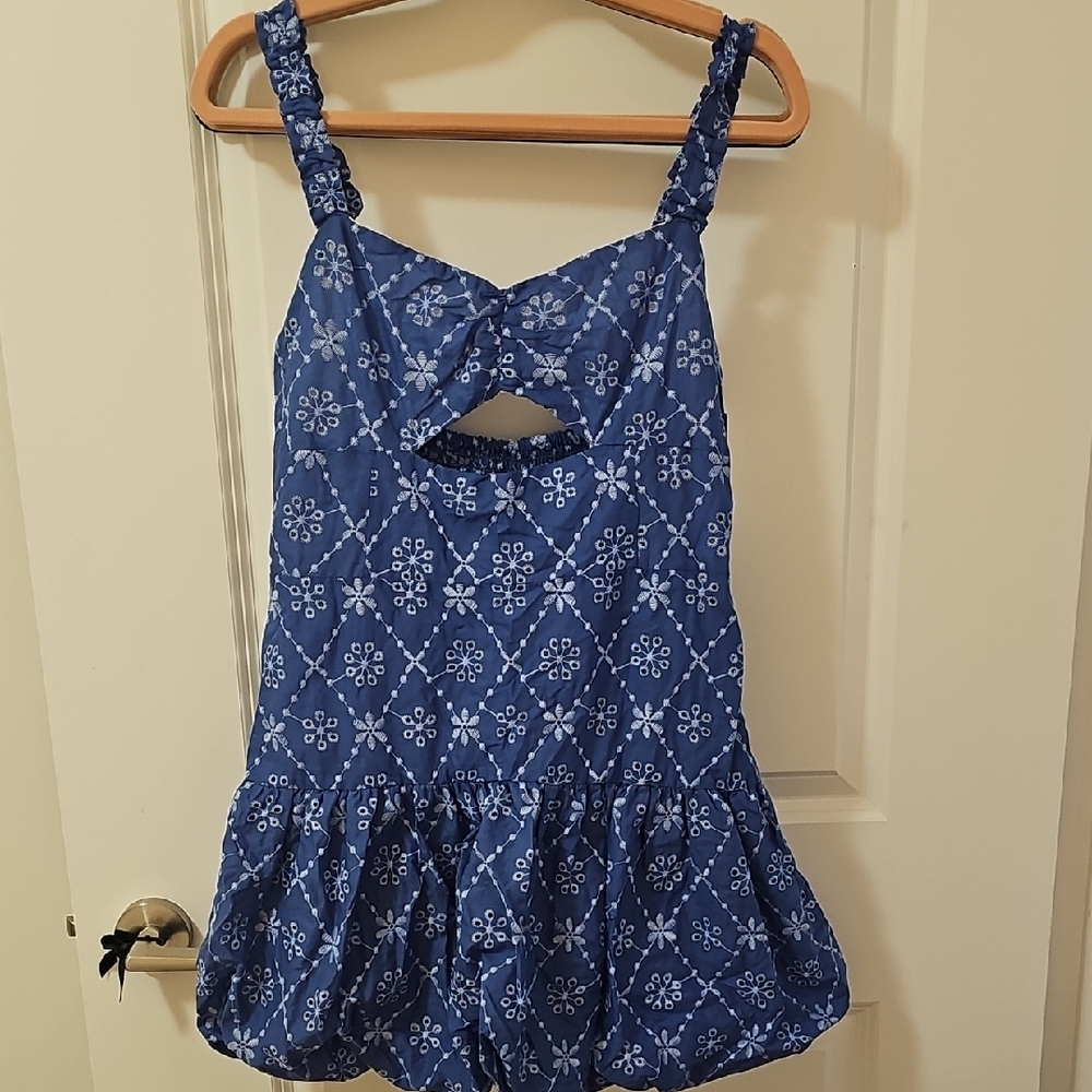 Zara Blue and White Floral Mini Dress